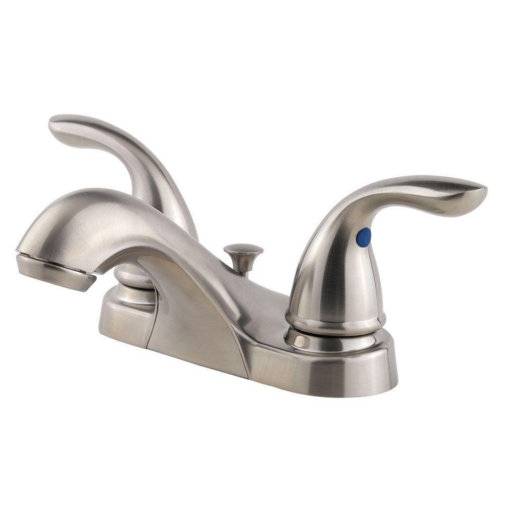 Pfister Brushed Nickel Deck Mount Centerset Bathroom Sink Faucet with Double-Handle 