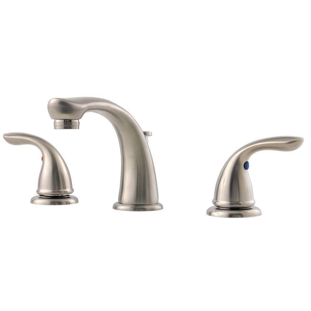 Pfister Brushed Nickel Two Handle Widespread Bathroom Sink Faucet 