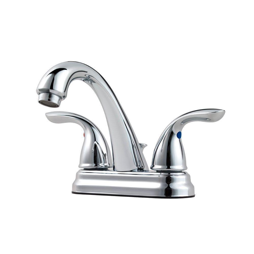 Pfister Polished Chrome Two Handle Centerset Bathroom Sink Faucet 