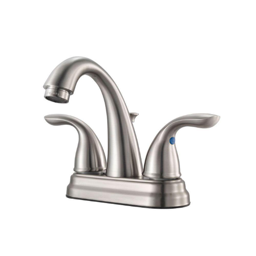 Pfister Brushed Nickel Two Handle Centerset Bathroom Sink Faucet 