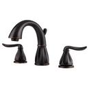 Two Handle Deck Mount Widespread Bathroom Sink Faucet with High Arc Spout in Tuscan Bronze