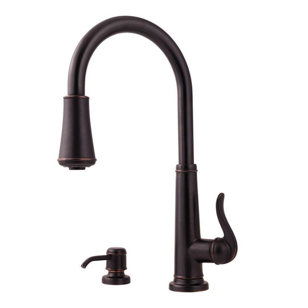Pfister Tuscan Bronze 1.8 gpm 1 or 3-Hole Pull-Down Kitchen Faucet with Single Lever Handle 