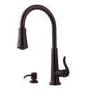1.8 gpm 1 or 3-Hole Pull-Down Kitchen Faucet with Single Lever Handle in Tuscan Bronze