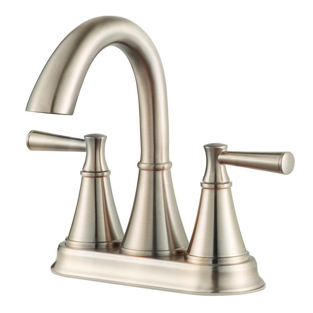 Pfister Brushed Nickel Two Handle Centerset Bathroom Sink Faucet 