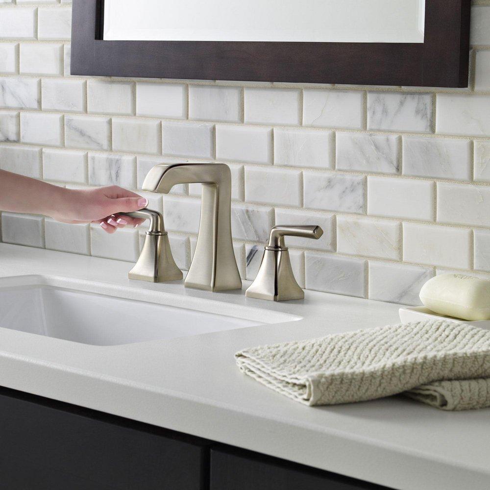 Pfister Brushed Nickel Two Handle Widespread Bathroom Sink Faucet 