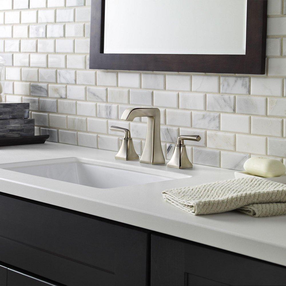 Pfister Brushed Nickel Two Handle Widespread Bathroom Sink Faucet 