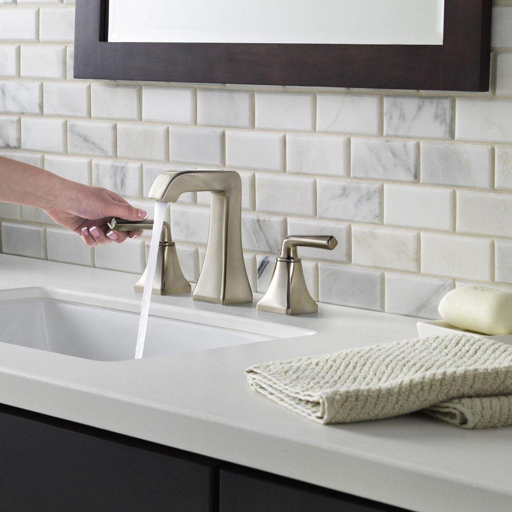 Pfister Brushed Nickel Two Handle Widespread Bathroom Sink Faucet 