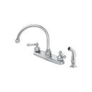 1.8 gpm 4-Hole Deck Mount Kitchen Sink Faucet with Double-Handle and Swivel Spout in Stainless Steel