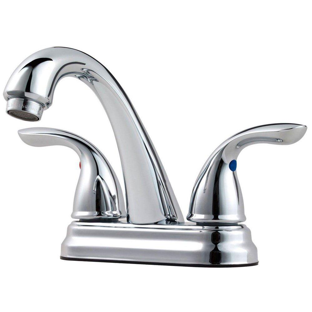 Pfister Polished Chrome Two Handle Centerset Bathroom Sink Faucet 