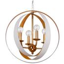 240W 4-Light Chandelier in Matte White with Antique Gold