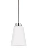 4-3/8 in. 1-Light Mini Pendant with Satin Etched Glass in Brushed Nickel