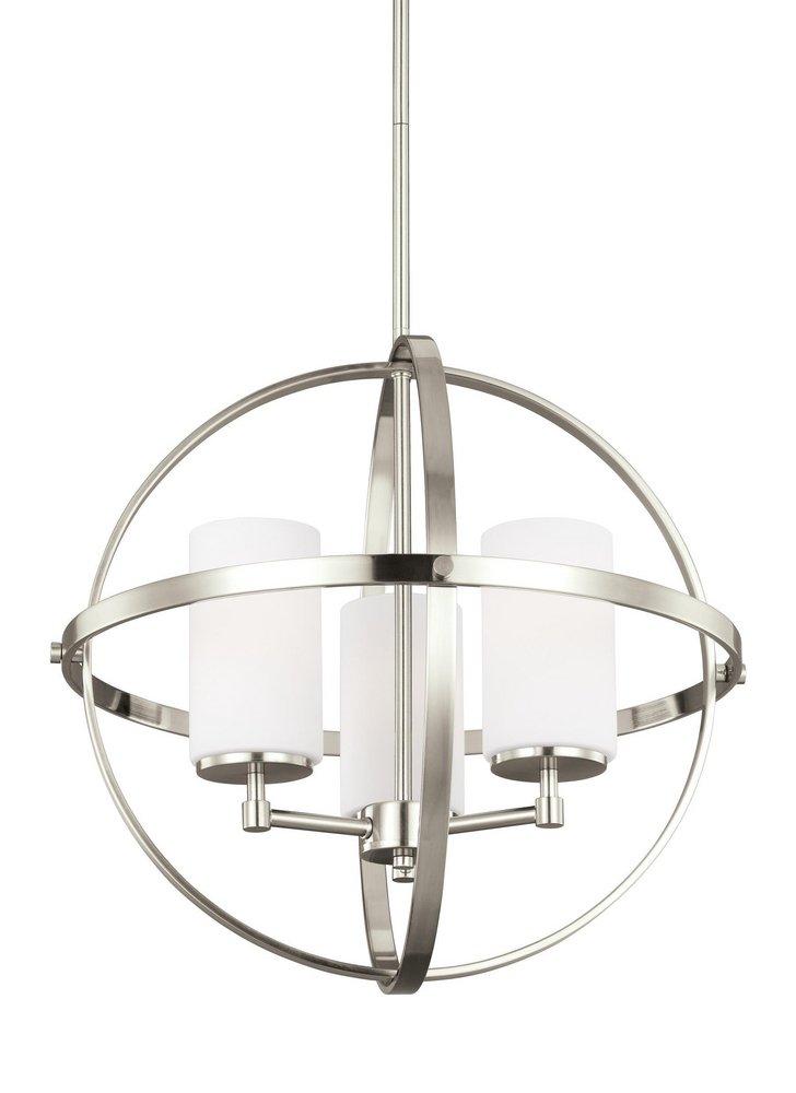 Visual Comfort & Co. Generation Lighting Brushed Nickel 3-Light 100W Medium E-26 Base Incandescent Chandelier 