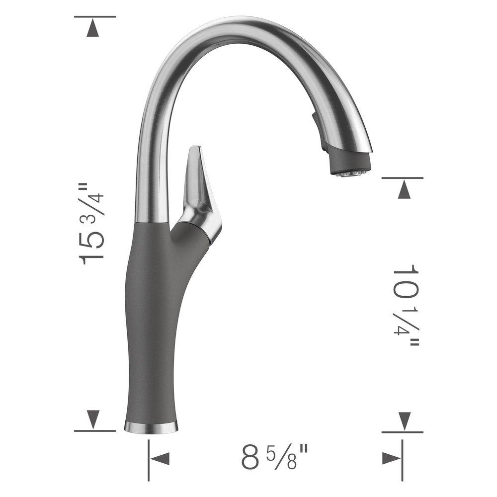 BLANCO PVD Steel/Cinder Single Handle Pull Down Kitchen Faucet 