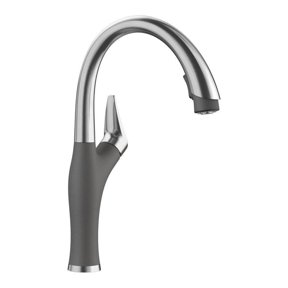 BLANCO PVD Steel/Cinder Single Handle Pull Down Kitchen Faucet 