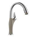 Single Handle Pull Down Kitchen Faucet in PVD Steel with Truffle