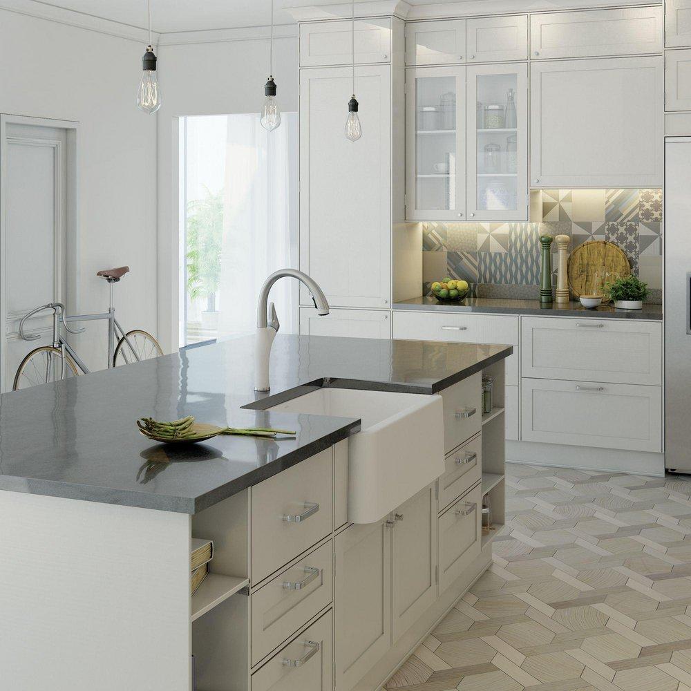 BLANCO PVD Steel/White Single Handle Pull Down Kitchen Faucet 