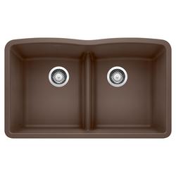 32 in. Undermount Silgranit Double Bowl Kitchen Sink in Café