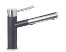1-Hole Compact Pull-Out Kitchen Faucet with Single Lever Handle and Dual Spray in Polished Chrome/Anthracite