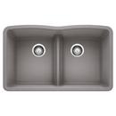 32 x 19-1/4 in. No Hole Composite Double Bowl Undermount Kitchen Sink in Metallic Grey