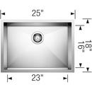 BLANCO Satin 25 x 18 in. No Hole Stainless Steel Single Bowl Undermount Kitchen Sink 