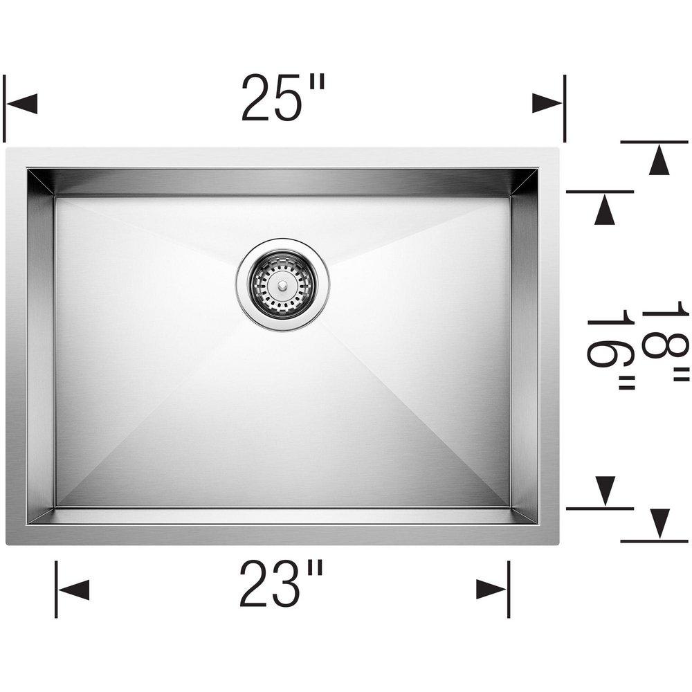 BLANCO Satin 25 x 18 in. No Hole Stainless Steel Single Bowl Undermount Kitchen Sink 