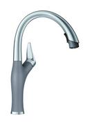 Single Handle Pull Down Kitchen Faucet in Metallic Grey/Stainless