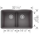 BLANCO Cinder 32 x 19-1/4 in. No Hole Composite Double Bowl Undermount Kitchen Sink 