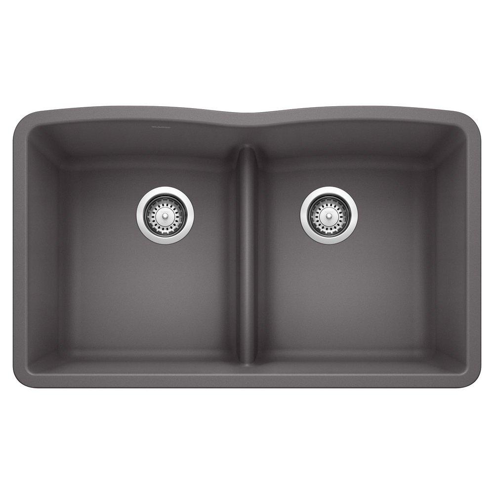 BLANCO Cinder 32 x 19-1/4 in. No Hole Composite Double Bowl Undermount Kitchen Sink 