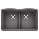 32 x 19-1/4 in. No Hole Composite Double Bowl Undermount Kitchen Sink in Cinder