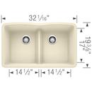 BLANCO Biscuit 32 x 19-1/4 in. No Hole Composite Double Bowl Undermount Kitchen Sink 