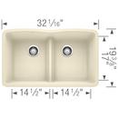 BLANCO Biscuit 32 x 19-1/4 in. No Hole Composite Double Bowl Undermount Kitchen Sink 