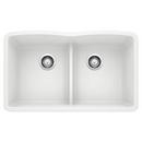 32 x 19-1/4 in. No Hole Composite Double Bowl Undermount Kitchen Sink in White