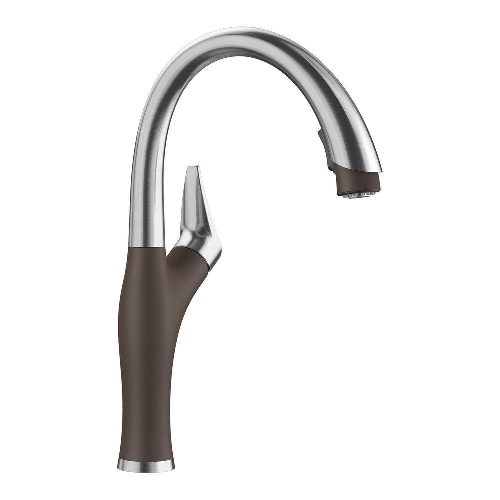 BLANCO PVD Steel/Caf&eacute; Single Handle Pull Down Kitchen Faucet 