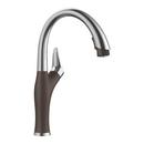 Single Handle Pull Down Kitchen Faucet in PVD Steel with Café