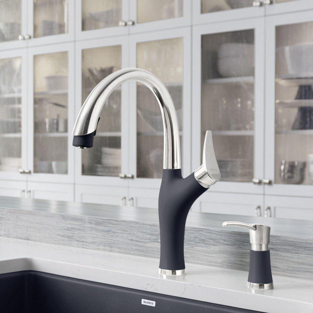 BLANCO PVD Steel Single Handle Pull Down Kitchen Faucet 