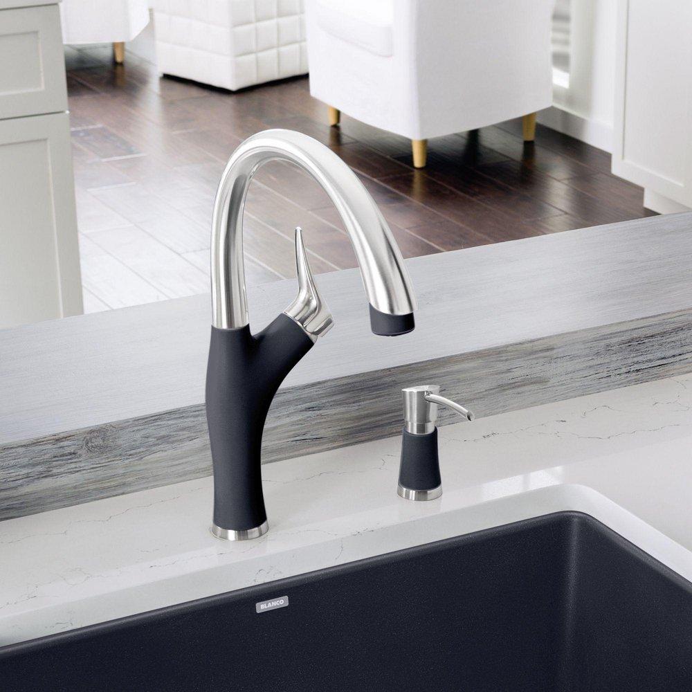 BLANCO PVD Steel Single Handle Pull Down Kitchen Faucet 
