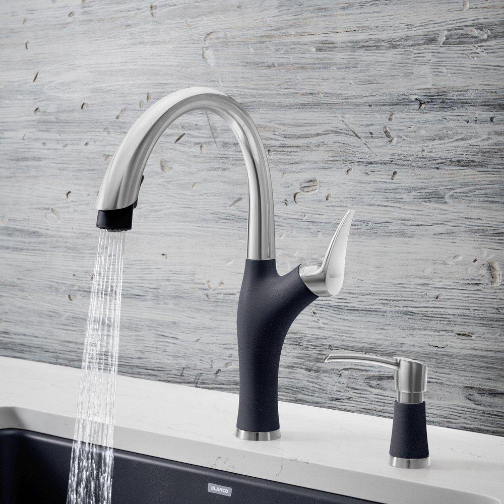 BLANCO PVD Steel Single Handle Pull Down Kitchen Faucet 