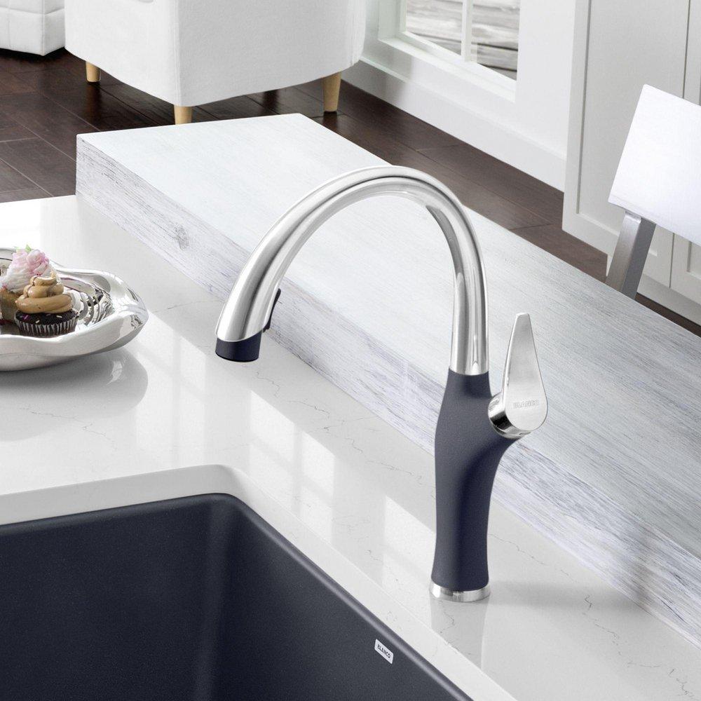 BLANCO PVD Steel Single Handle Pull Down Kitchen Faucet 