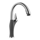 Single Handle Pull Down Kitchen Faucet in PVD Steel with Anthracite
