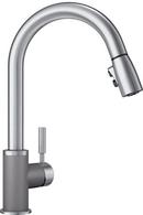 Single Handle Pull Down Kitchen Faucet in Metallic Grey/Stainless