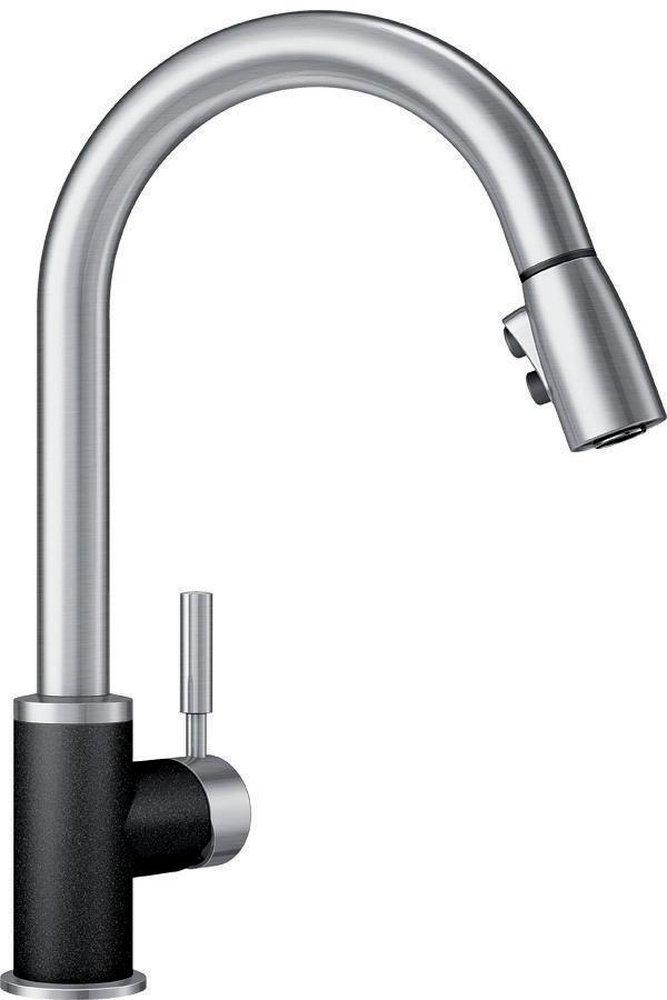 BLANCO Anthracite/Stainless Single Handle Pull Down Kitchen Faucet 