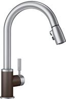Single Handle Pull Down Kitchen Faucet in Cafe Brown/Stainless