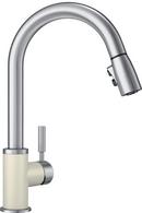 Single Handle Pull Down Kitchen Faucet in Biscuit/Stainless