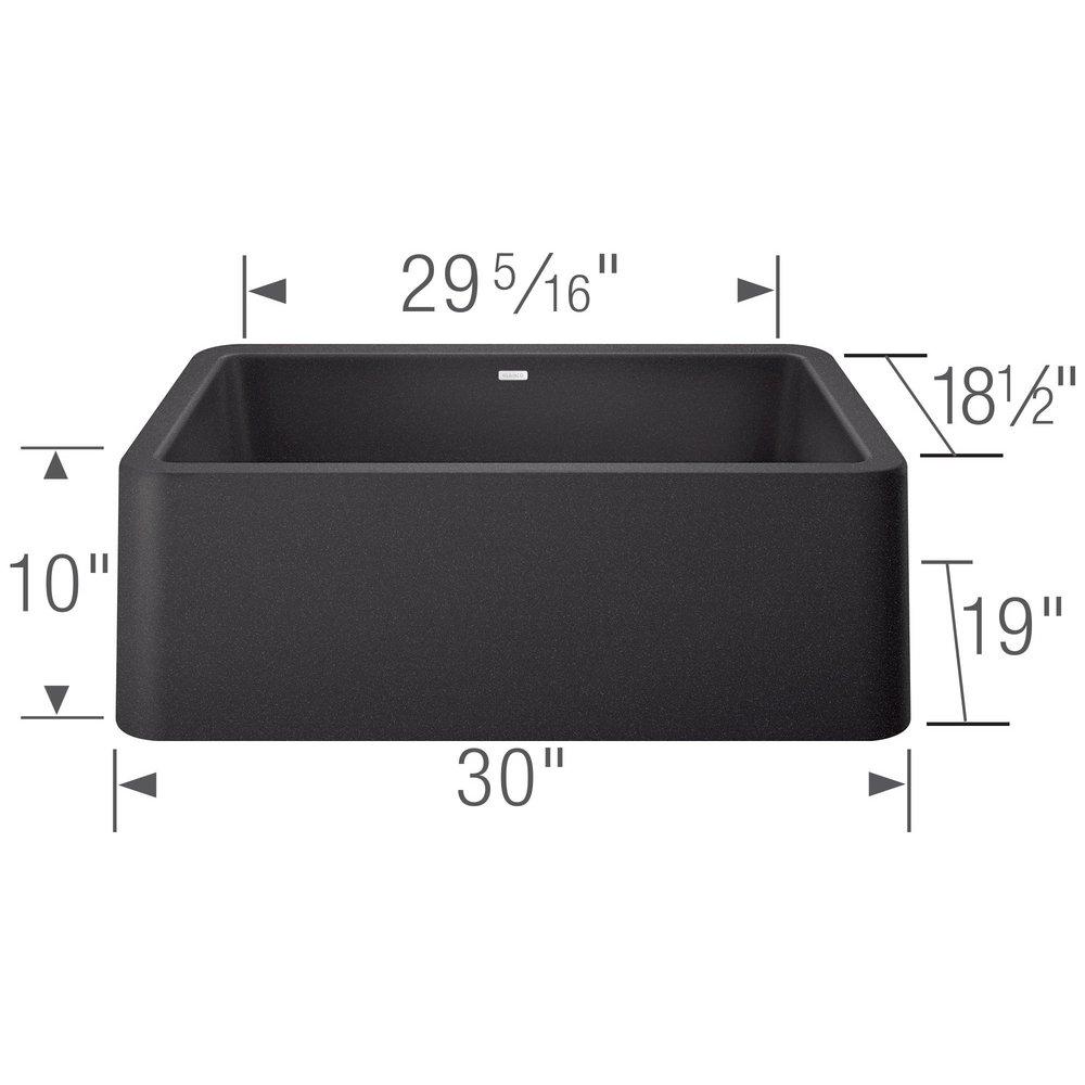 BLANCO Anthracite 30 x 19 in. No Hole Composite Single Bowl Undermount Kitchen Sink 