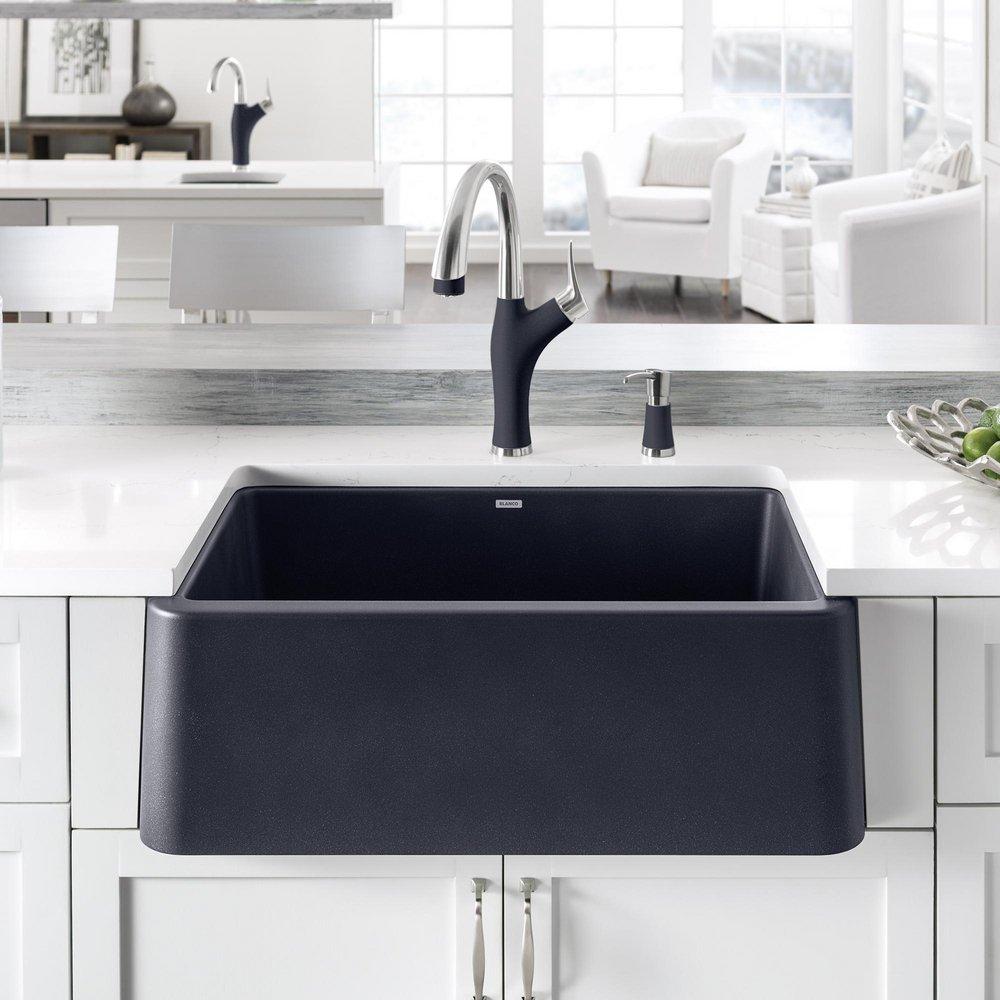 BLANCO Anthracite 30 x 19 in. No Hole Composite Single Bowl Undermount Kitchen Sink 