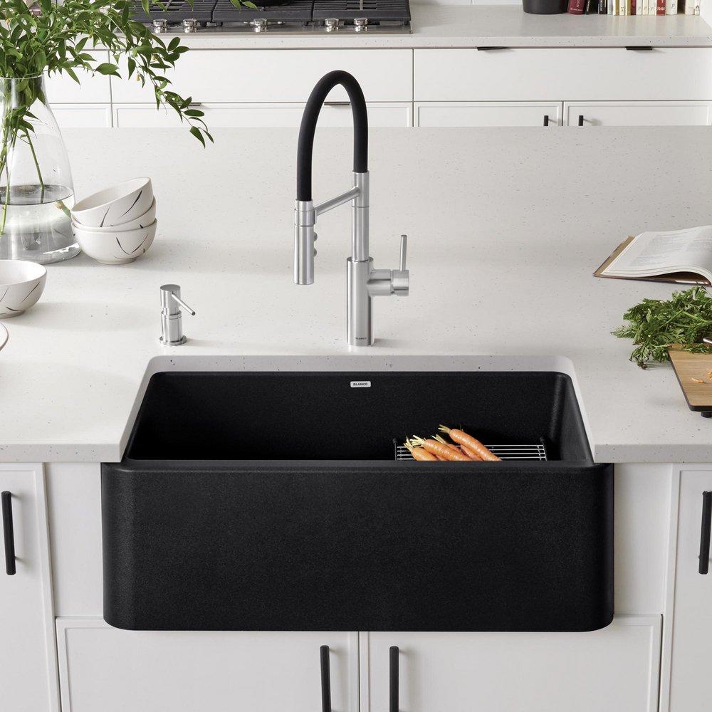 BLANCO Anthracite 30 x 19 in. No Hole Composite Single Bowl Undermount Kitchen Sink 