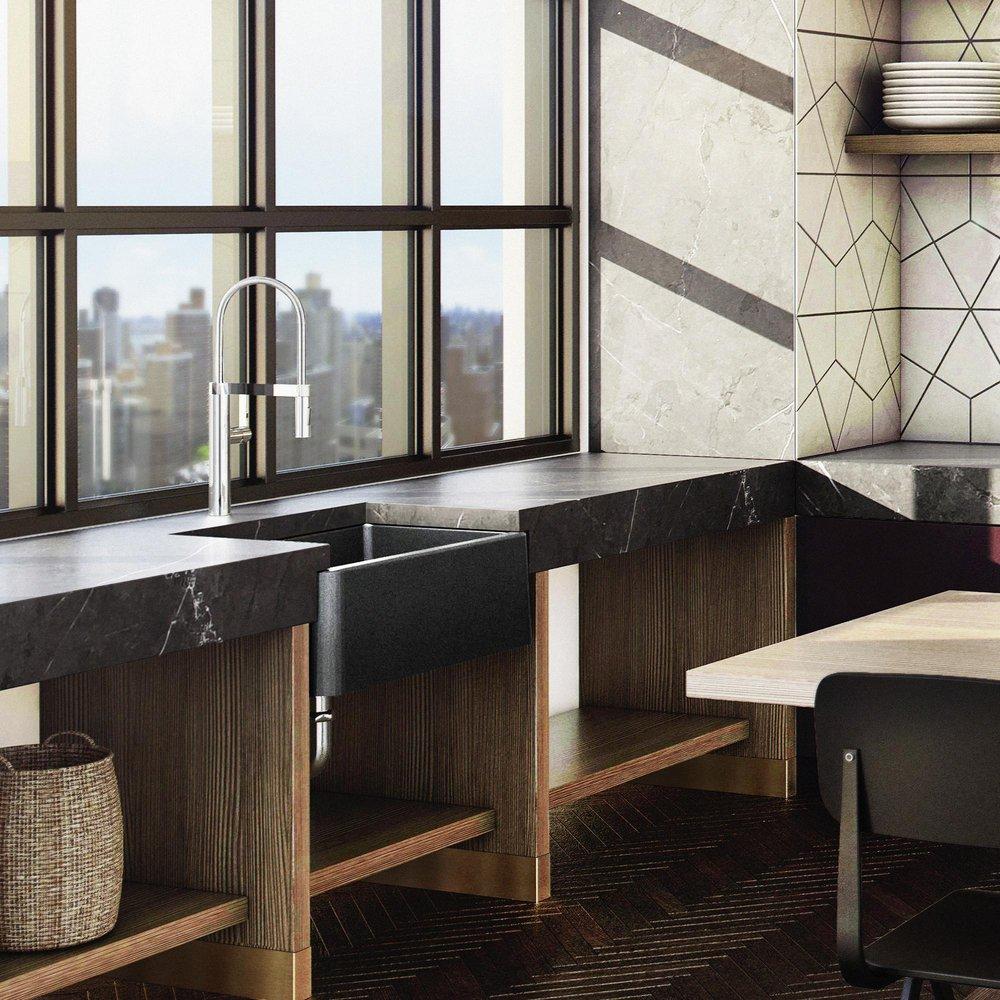 BLANCO Anthracite 30 x 19 in. No Hole Composite Single Bowl Undermount Kitchen Sink 