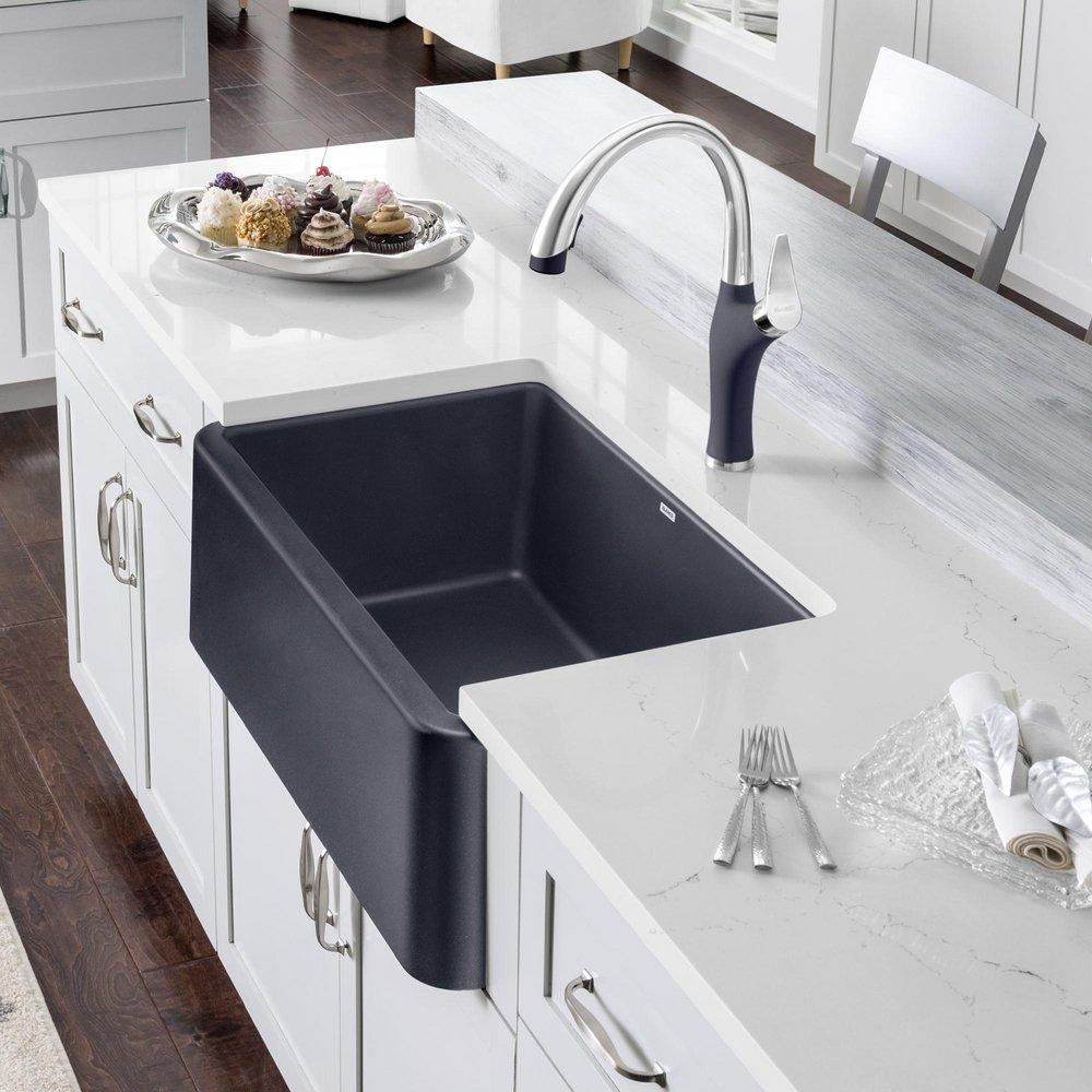 BLANCO Anthracite 30 x 19 in. No Hole Composite Single Bowl Undermount Kitchen Sink 