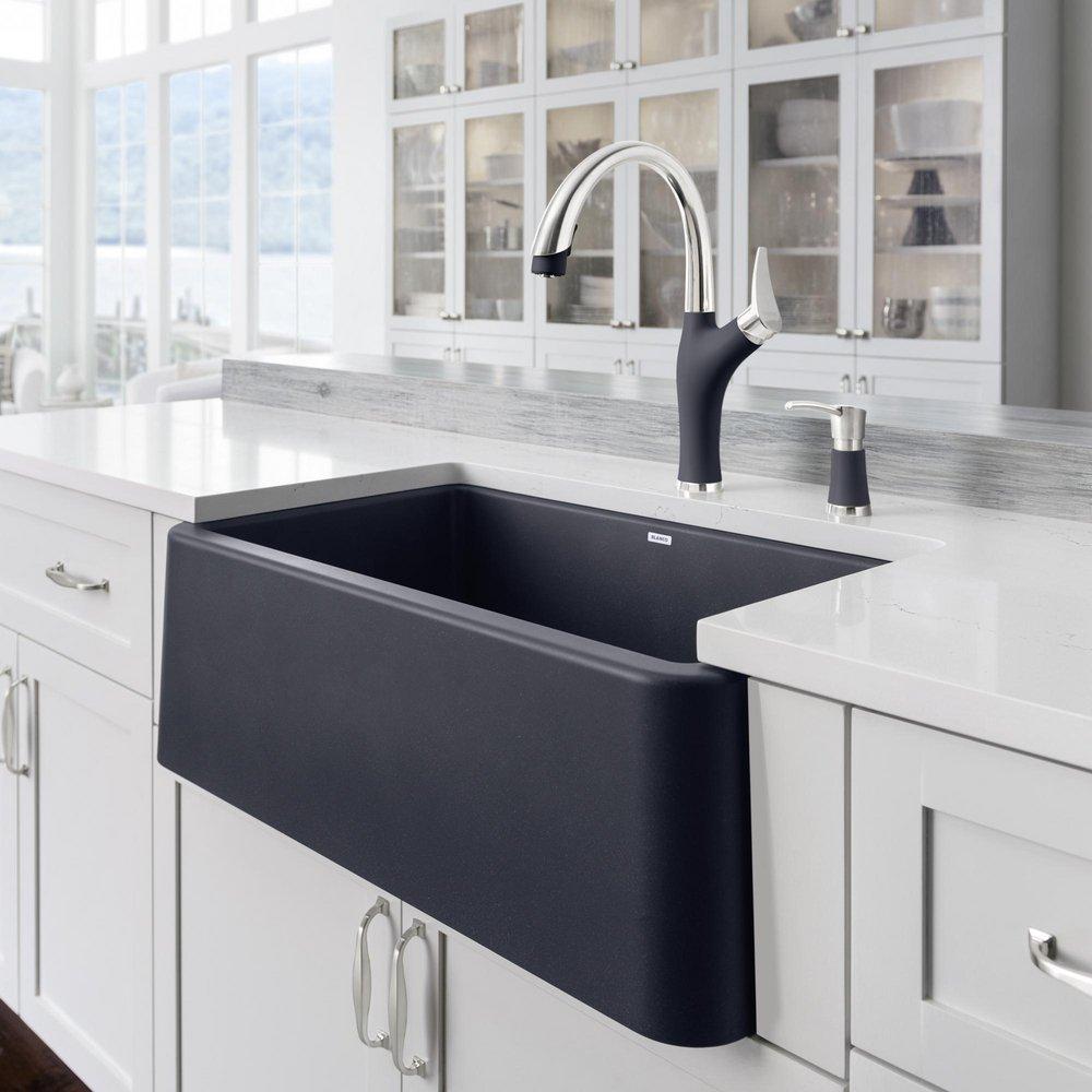 BLANCO Anthracite 30 x 19 in. No Hole Composite Single Bowl Undermount Kitchen Sink 