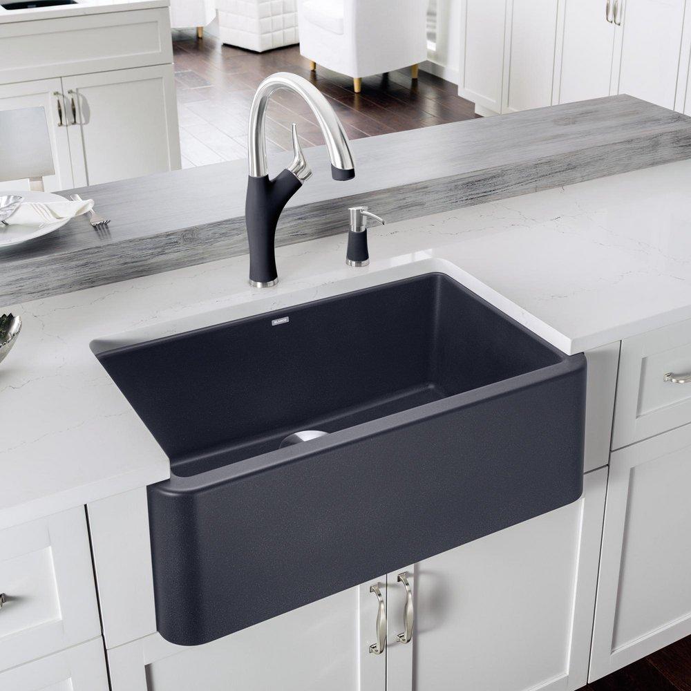 BLANCO Anthracite 30 x 19 in. No Hole Composite Single Bowl Undermount Kitchen Sink 